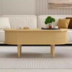 Table basse relevable ovale moderne 40 avec rangement dissimulé, table basse rustique pour salon, table de cocktail relevable peu encombrante-Panipeachy