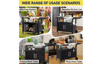 Chariot de barbecue roulant Karl Home Outdoor avec rangement, roues, crochets et plateau pliable