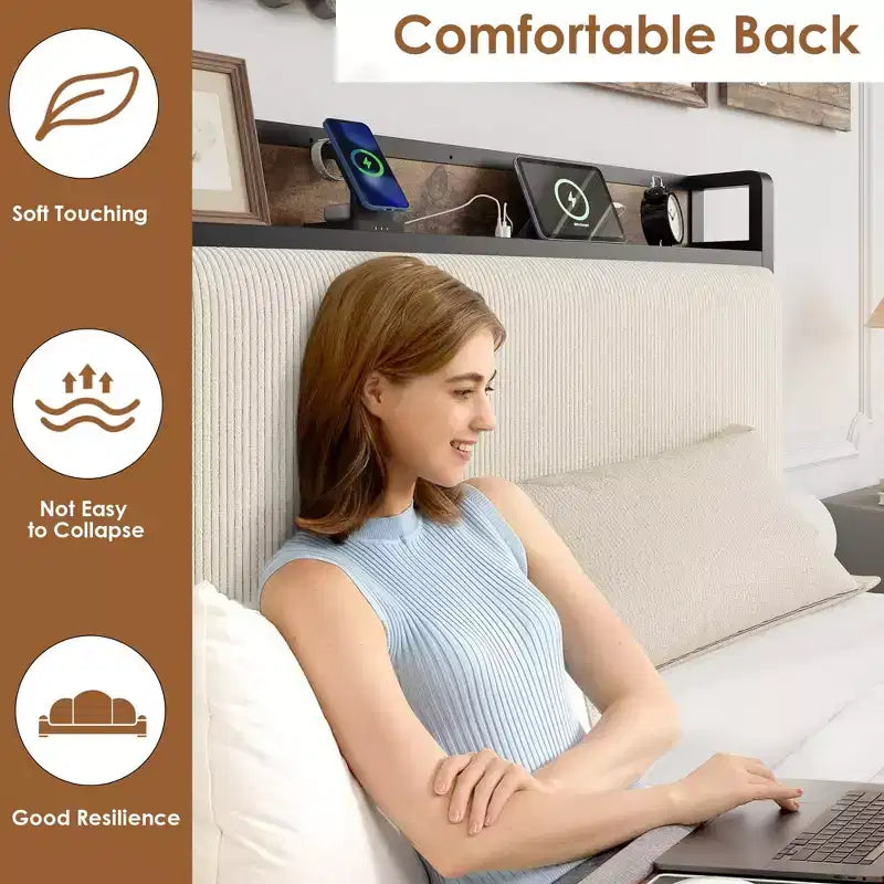 Cadre de lit plateforme en bois double avec tête de lit et 2 tiroirs de rangement, sommier tapissier non requis, pour enfants, adolescents ou adultes