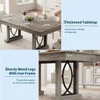 Table de salle à manger pour 6-8 personnes avec 2 tiroirs, Table de cuisine en bois avec double pied et grand plateau, Grande table à manger rectangulaire de 2,4 m avec cadre robuste