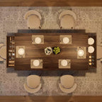 Table de salle à manger pour 6-8 personnes avec 2 tiroirs, Table de cuisine en bois avec double pied et grand plateau, Grande table à manger rectangulaire de 2,4 m avec cadre robuste