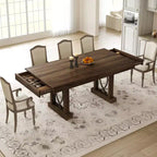 Table de salle à manger pour 6-8 personnes avec 2 tiroirs, Table de cuisine en bois avec double pied et grand plateau, Grande table à manger rectangulaire de 2,4 m avec cadre robuste
