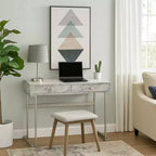 Bureau Royal Hampton avec 2 tiroirs et plateau en faux marbre, Gris