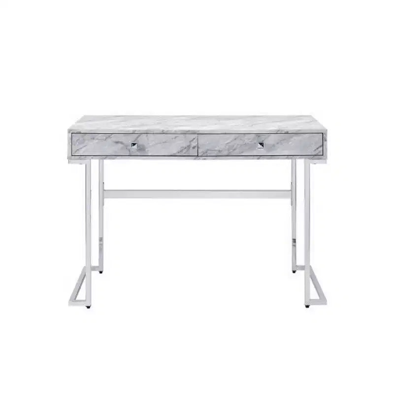 Bureau Royal Hampton avec 2 tiroirs et plateau en faux marbre, Gris