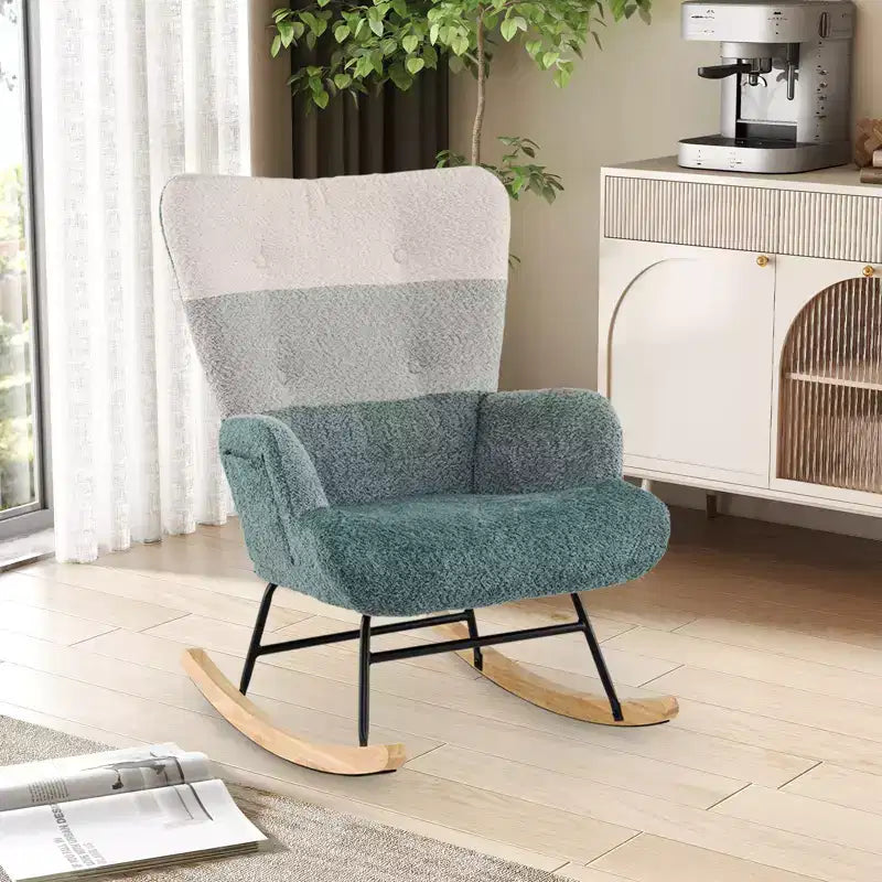 Fauteuil à bascule pour chambre d'enfant Costway avec accoudoirs ergonomiques et dossier haut, poche latérale