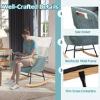 Fauteuil à bascule pour chambre d'enfant Costway avec accoudoirs ergonomiques et dossier haut, poche latérale