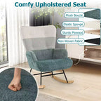 Fauteuil à bascule pour chambre d'enfant Costway avec accoudoirs ergonomiques et dossier haut, poche latérale