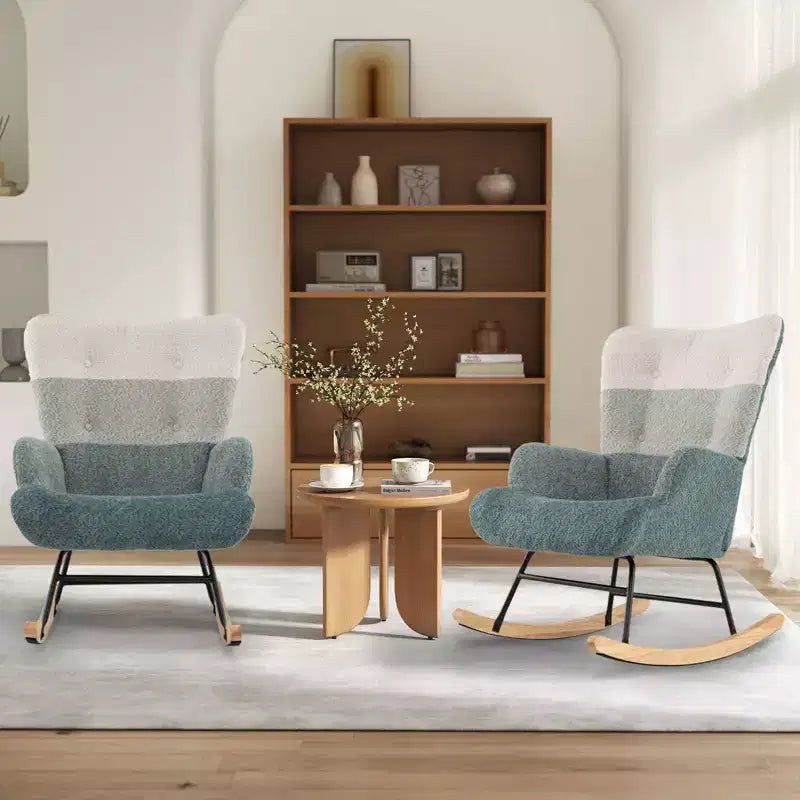 Fauteuil à bascule pour chambre d'enfant Costway avec accoudoirs ergonomiques et dossier haut, poche latérale