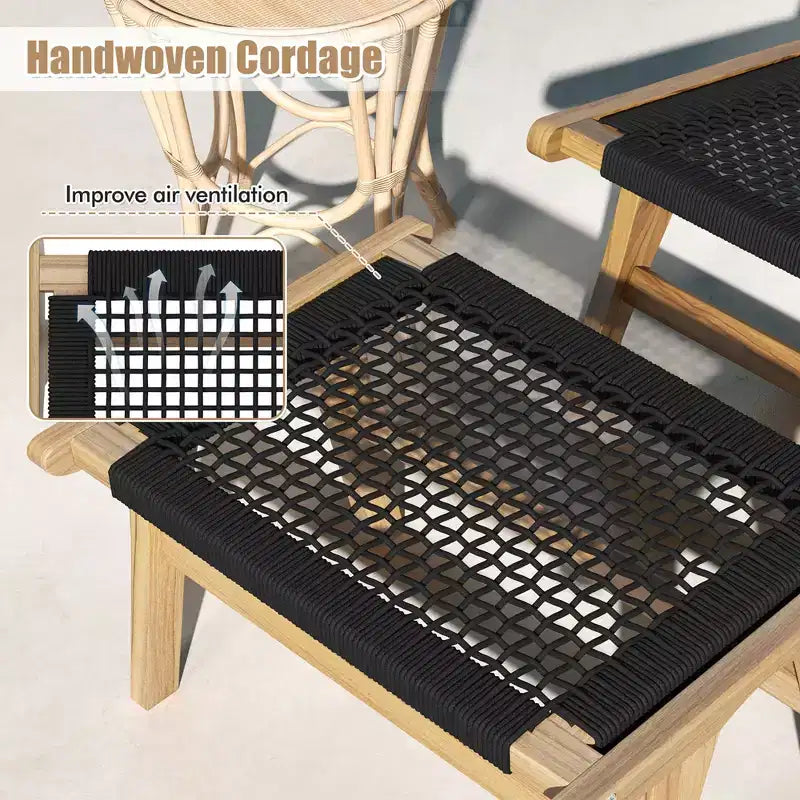 Fauteuil d'appoint moderne du milieu du siècle Costway avec pouf Fauteuil de salon avec cadre en teck
