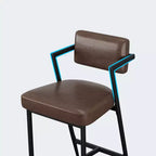Lot de 2 tabourets de bar, chaises de bar hautes avec coussin épais et pieds en métal épais, tabourets de bar rembourrés hauteur comptoir avec dossier et repose-pieds