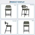 Lot de 2 tabourets de bar, chaises de bar hautes avec coussin épais et pieds en métal épais, tabourets de bar rembourrés hauteur comptoir avec dossier et repose-pieds