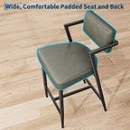 Lot de 2 tabourets de bar, chaises de bar hautes avec coussin épais et pieds en métal épais, tabourets de bar rembourrés hauteur comptoir avec dossier et repose-pieds