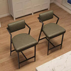 Lot de 2 tabourets de bar, chaises de bar hautes avec coussin épais et pieds en métal épais, tabourets de bar rembourrés hauteur comptoir avec dossier et repose-pieds