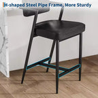 Lot de 2 tabourets de bar, chaises de bar hautes avec coussin épais et pieds en métal épais, tabourets de bar rembourrés hauteur comptoir avec dossier et repose-pieds