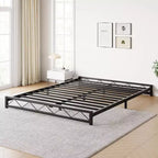 Wave Design Metal Platform Bed Frame with Steel Slats, Low Profile Foundation, No Box Spring Needed, Easy Assembly for Small Space Bedroom