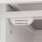 Meuble TV moderne Famapy avec portes en verre, console multimédia à 3 tiroirs avec gestion des câbles, meuble de rangement polyvalent pour salon
