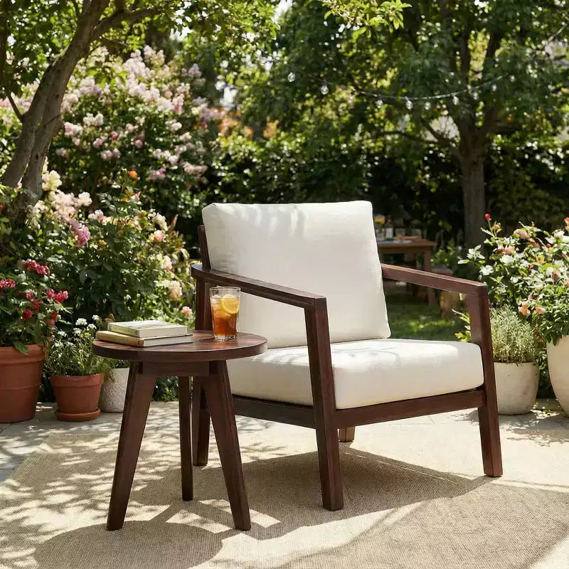 Table d'appoint ronde Homy Casa en bois d'acacia massif, petite table d'appoint, brun foncé