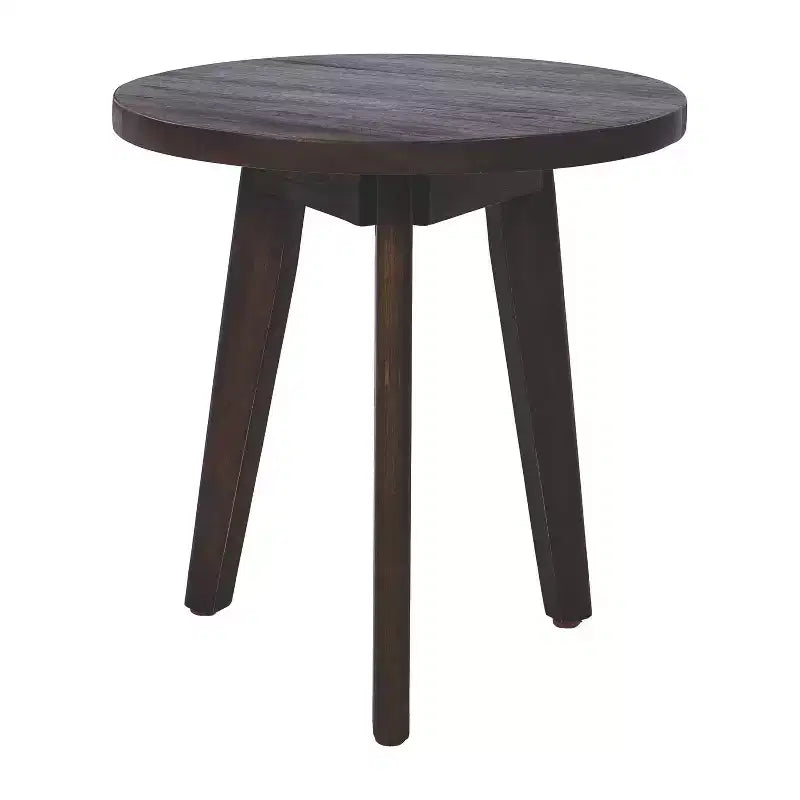 Table d'appoint ronde Homy Casa en bois d'acacia massif, petite table d'appoint, brun foncé
