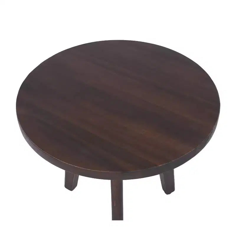 Table d'appoint ronde Homy Casa en bois d'acacia massif, petite table d'appoint, brun foncé