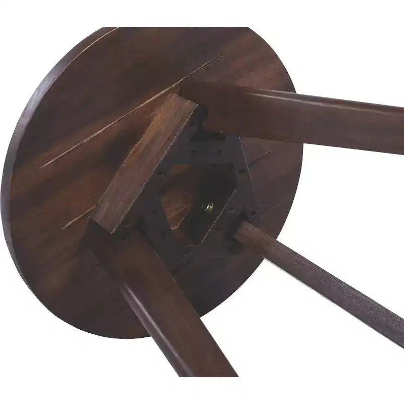 Table d'appoint ronde Homy Casa en bois d'acacia massif, petite table d'appoint, brun foncé