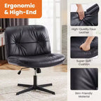 TUYOHW Fauteuil de bureau sans roulettes, 66 cm de large, sans accoudoirs, pivotant pour s'asseoir les jambes croisées, bascule de 22°, capacité de 136 kg