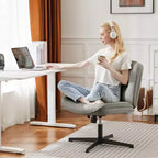 TUYOHW Fauteuil de bureau sans roulettes, 66 cm de large, sans accoudoirs, pivotant pour s'asseoir les jambes croisées, bascule de 22°, capacité de 136 kg