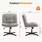 TUYOHW Fauteuil de bureau sans roulettes, 66 cm de large, sans accoudoirs, pivotant pour s'asseoir les jambes croisées, bascule de 22°, capacité de 136 kg