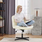 TUYOHW Fauteuil de bureau sans roulettes, 66 cm de large, sans accoudoirs, pivotant pour s'asseoir les jambes croisées, bascule de 22°, capacité de 136 kg