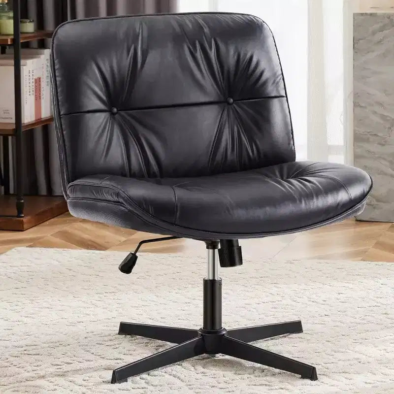 TUYOHW Fauteuil de bureau sans roulettes, 66 cm de large, sans accoudoirs, pivotant pour s'asseoir les jambes croisées, bascule de 22°, capacité de 136 kg