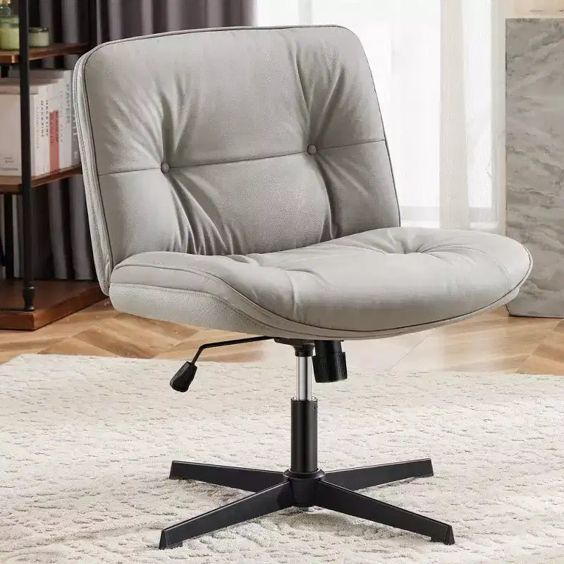 TUYOHW Fauteuil de bureau sans roulettes, 66 cm de large, sans accoudoirs, pivotant pour s'asseoir les jambes croisées, bascule de 22°, capacité de 136 kg