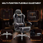 Chaise de bureau TUYOHW en cuir PU avec roulettes, repose-pieds et soutien lombaire, accoudoirs fixes, chaise gaming pour le bureau