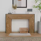 Modern Narrow Wood Entryway Console Table with Black Woodgrain Top, Slim Accent Table for Hallway, or Behind Sofa - Panipeachy
