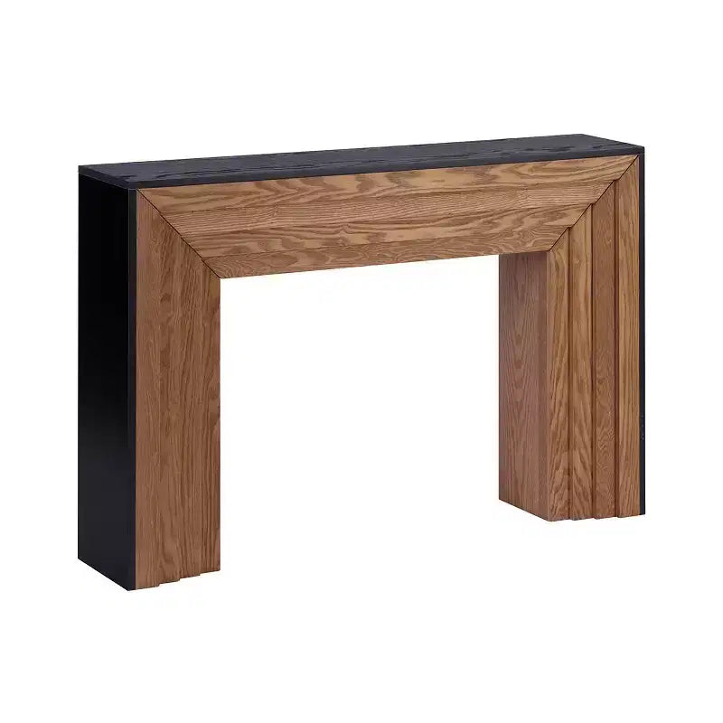 Console d'entrée étroite moderne en bois avec plateau noir grain de bois, table d'appoint mince pour couloir ou derrière le canapé - Panipeachy