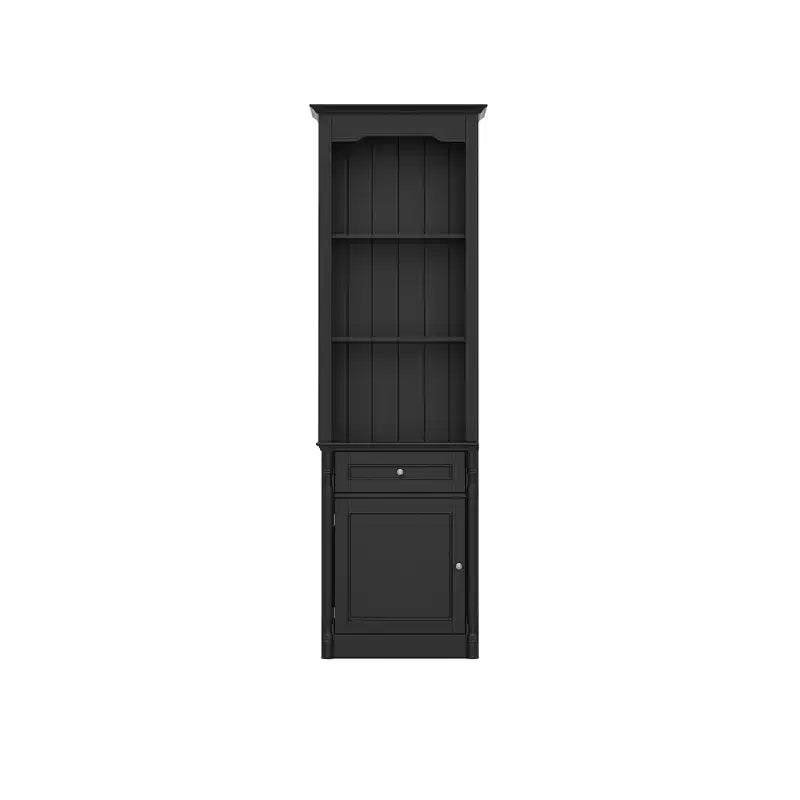 Famapy Ensemble d'armoires de rangement élégantes de 210 cm de haut, 2 vitrines latérales pour cheminée, étagère bibliothèque avec étagères ouvertes et tiroir pour salon