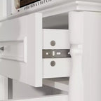 Famapy Ensemble d'armoires de rangement élégantes de 210 cm de haut, 2 vitrines latérales pour cheminée, étagère bibliothèque avec étagères ouvertes et tiroir pour salon