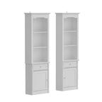Famapy Ensemble d'armoires de rangement élégantes de 210 cm de haut, 2 vitrines latérales pour cheminée, étagère bibliothèque avec étagères ouvertes et tiroir pour salon