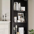 Famapy Ensemble d'armoires de rangement élégantes de 210 cm de haut, 2 vitrines latérales pour cheminée, étagère bibliothèque avec étagères ouvertes et tiroir pour salon