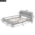 Lit plateforme grand format avec lumière LED intégrée et étagères de rangement dans la tête de lit, cadre de lit plateforme avec barrière de sécurité, aucun sommier tapissier requis