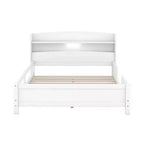 Lit plateforme grand format avec lumière LED intégrée et étagères de rangement dans la tête de lit, cadre de lit plateforme avec barrière de sécurité, aucun sommier tapissier requis
