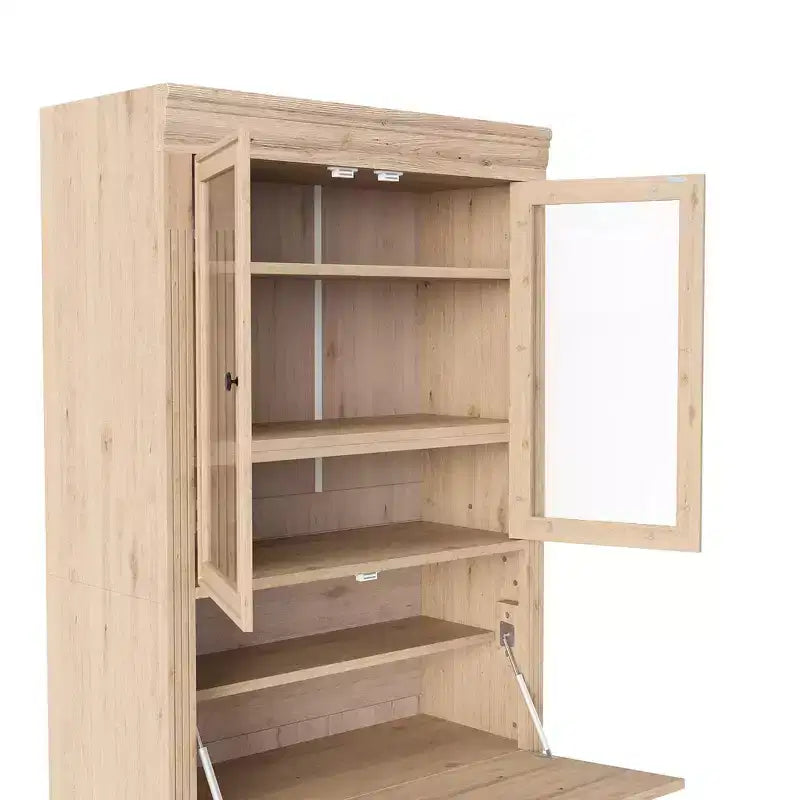 Whisen 78, Meuble de rangement de cuisine autoportant, Armoire haute avec étagères réglables, 3 tiroirs
