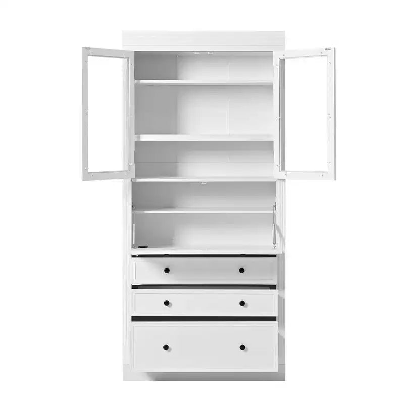 Whisen 78, Meuble de rangement de cuisine autoportant, Armoire haute avec étagères réglables, 3 tiroirs