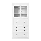 Whisen 78, Meuble de rangement de cuisine autoportant, Armoire haute avec étagères réglables, 3 tiroirs