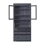 Whisen 78, Meuble de rangement de cuisine autoportant, Armoire haute avec étagères réglables, 3 tiroirs