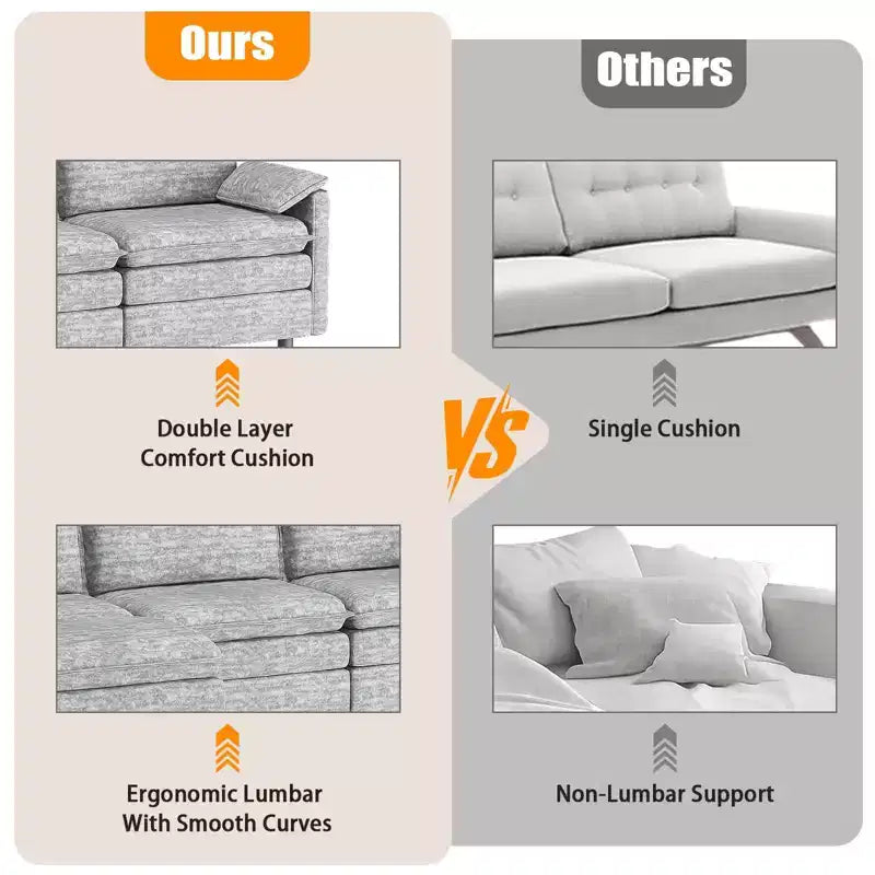 Canapé modulaire sectionnel nuage 108, canapé nuage confortable avec ottoman mobile, canapé modulaire d'angle moderne en chenille avec ottoman, canapé sectionnel pour appartement