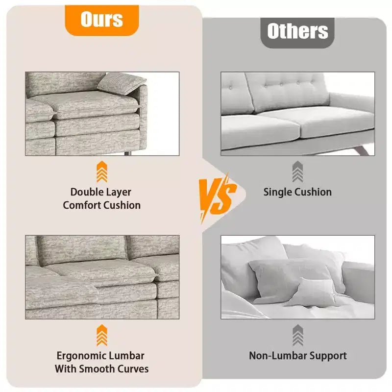 Canapé modulaire sectionnel nuage 108, canapé nuage confortable avec ottoman mobile, canapé modulaire d'angle moderne en chenille avec ottoman, canapé sectionnel pour appartement