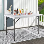 Costway Table glacière pliante 4FT avec jupe assortie Table rafraîchisseur de boissons pour fêtes et barbecues