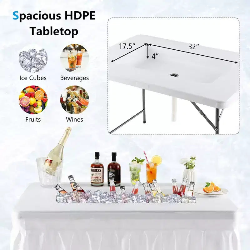 Costway Table glacière pliante 4FT avec jupe assortie Table rafraîchisseur de boissons pour fêtes et barbecues
