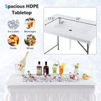 Costway Table glacière pliante 4FT avec jupe assortie Table rafraîchisseur de boissons pour fêtes et barbecues