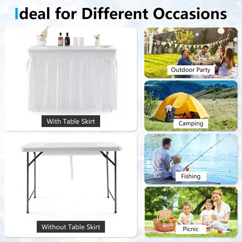 Costway Table glacière pliante 4FT avec jupe assortie Table rafraîchisseur de boissons pour fêtes et barbecues