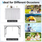 Costway Table glacière pliante 4FT avec jupe assortie Table rafraîchisseur de boissons pour fêtes et barbecues